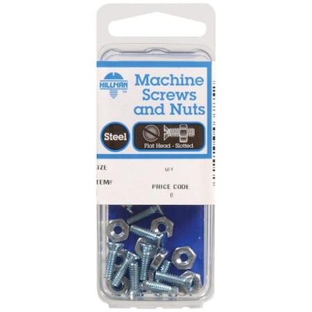 Hillman #6-32 x 1-1/2 in Slotted Flat Machine Screw, Zinc Plated Steel, 10 PK 56491
